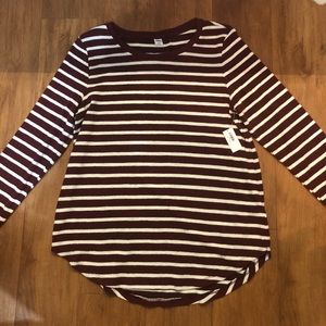 Maroon and White Striped Sweater Old Navy